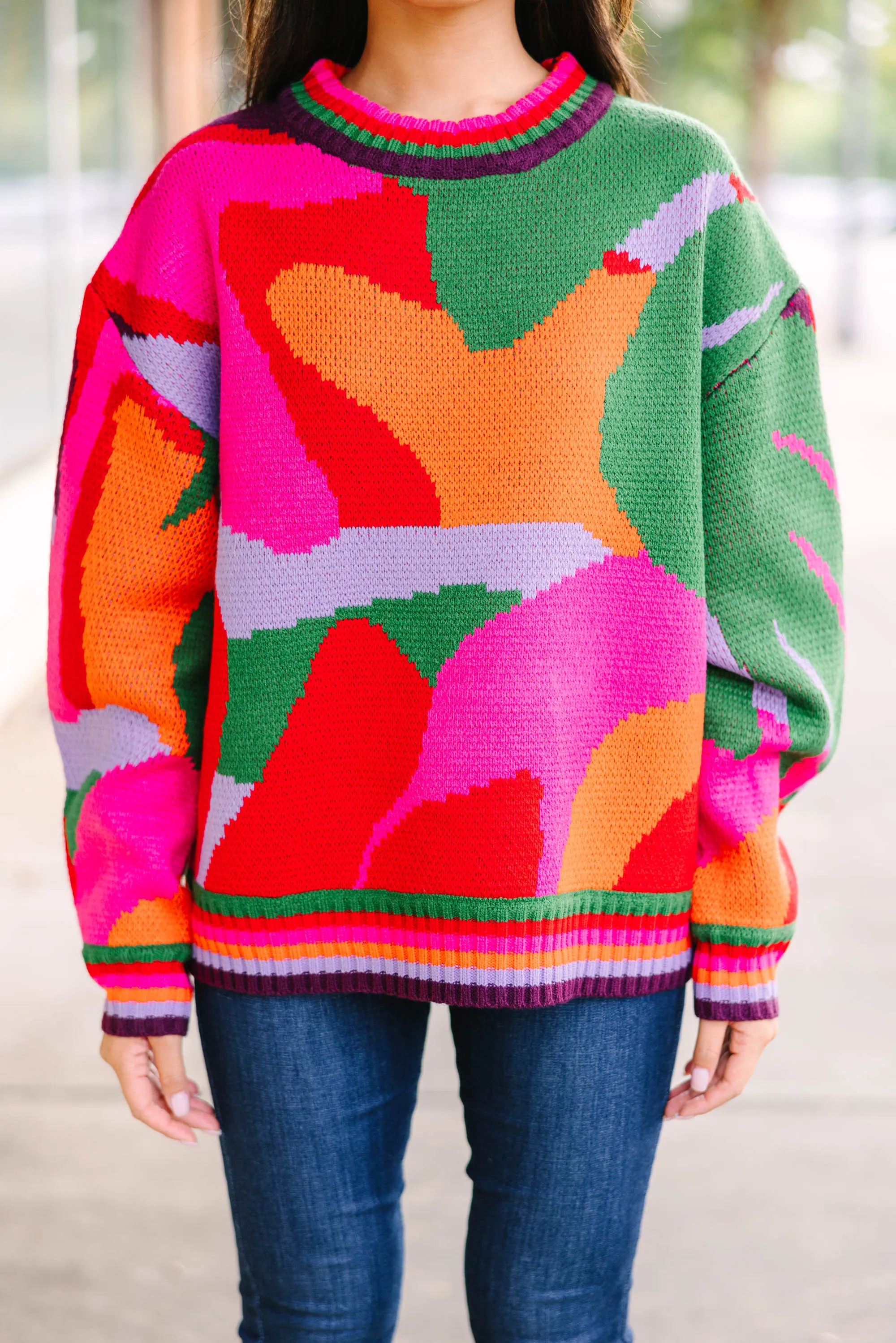 A Different World Pink Abstract Sweater