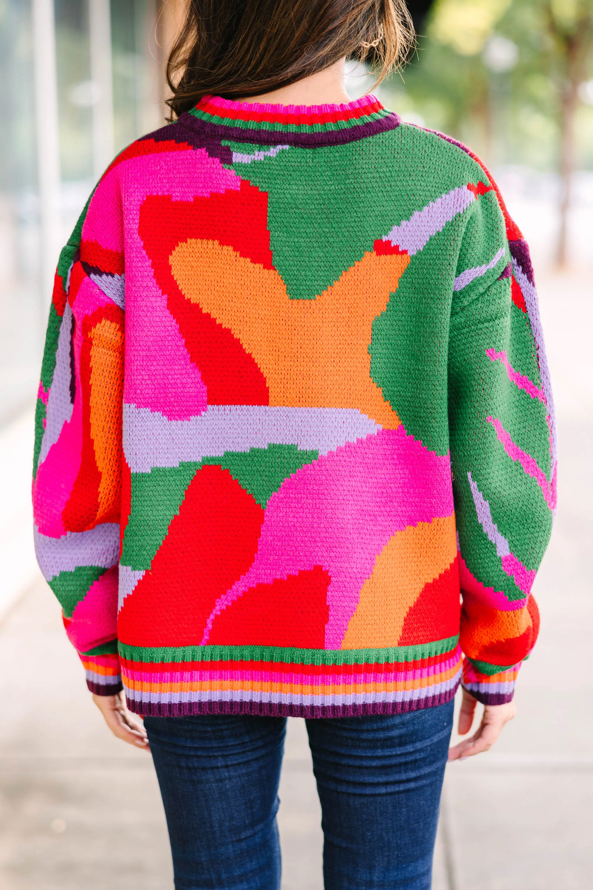 A Different World Pink Abstract Sweater