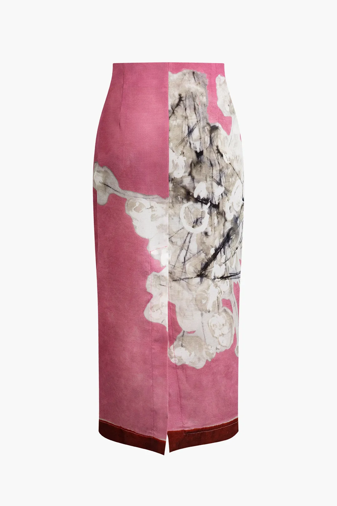 Abstract Print Split Midi Skirt