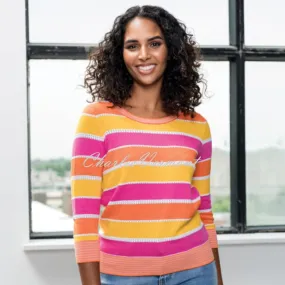 Alison Sheri Striped Sweater - Style A41108 (Pink / Orange / Yellow)