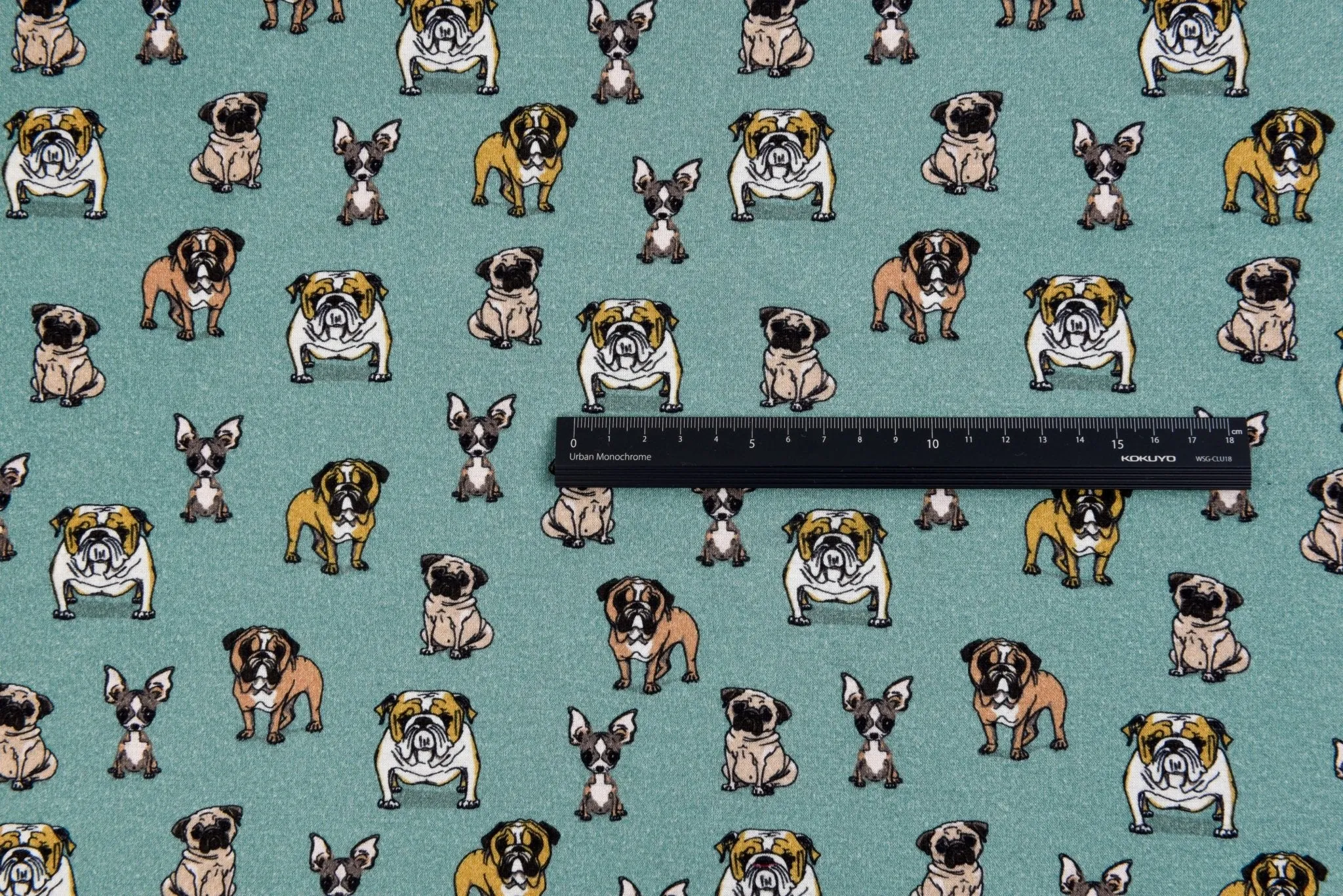 Alpine Fleece Bulldog Print Fabric- 5002