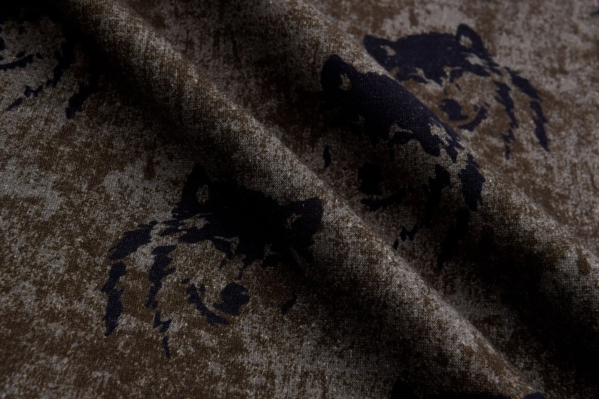 Alpine Fleece Graffiti Wolf Print Fabric - 5004