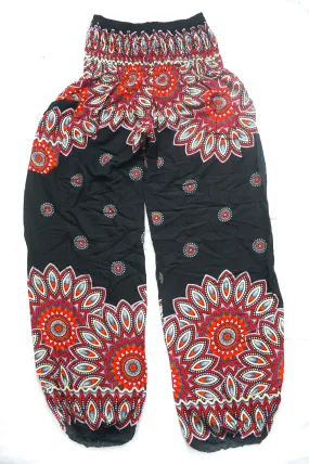 Black Floral Mandala Plus Size Harem Pants