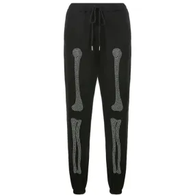 Bone Rhinestone Women Sweatpants and Jacket