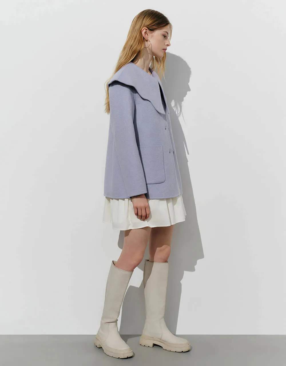 Button Up A-Line Woolen Coat