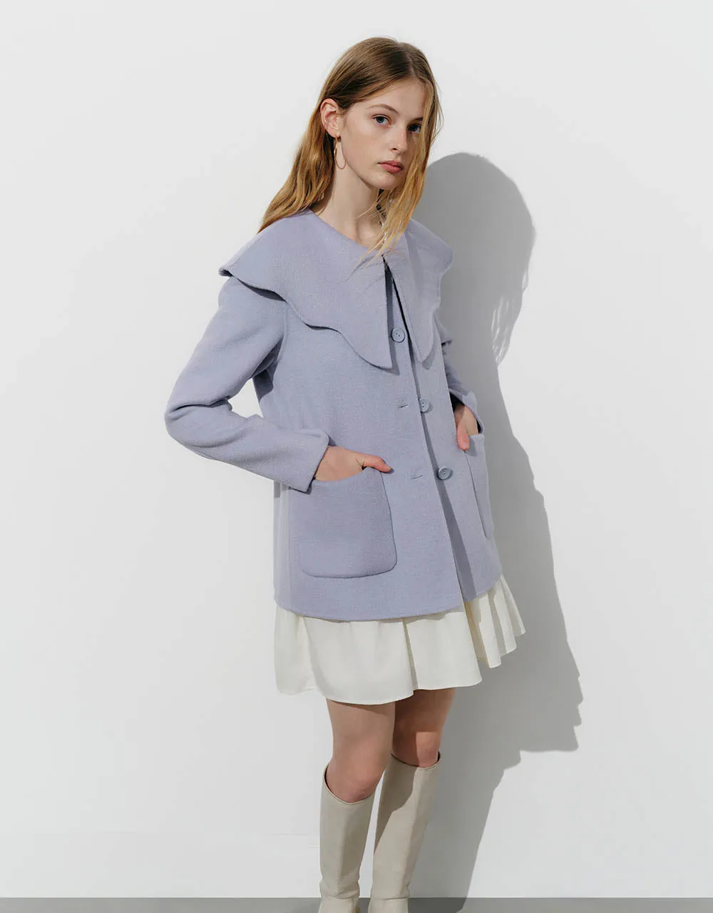 Button Up A-Line Woolen Coat