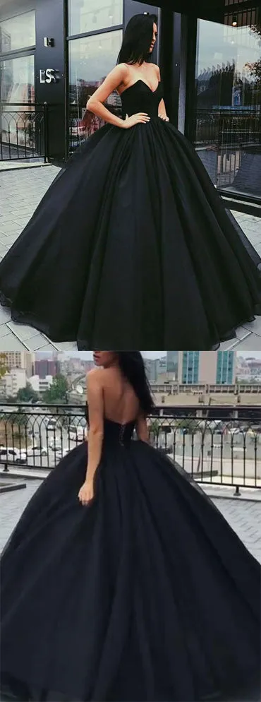 Chic Black Ball Gown Long Prom Dresses, Evening Dresses Party Dress, M282