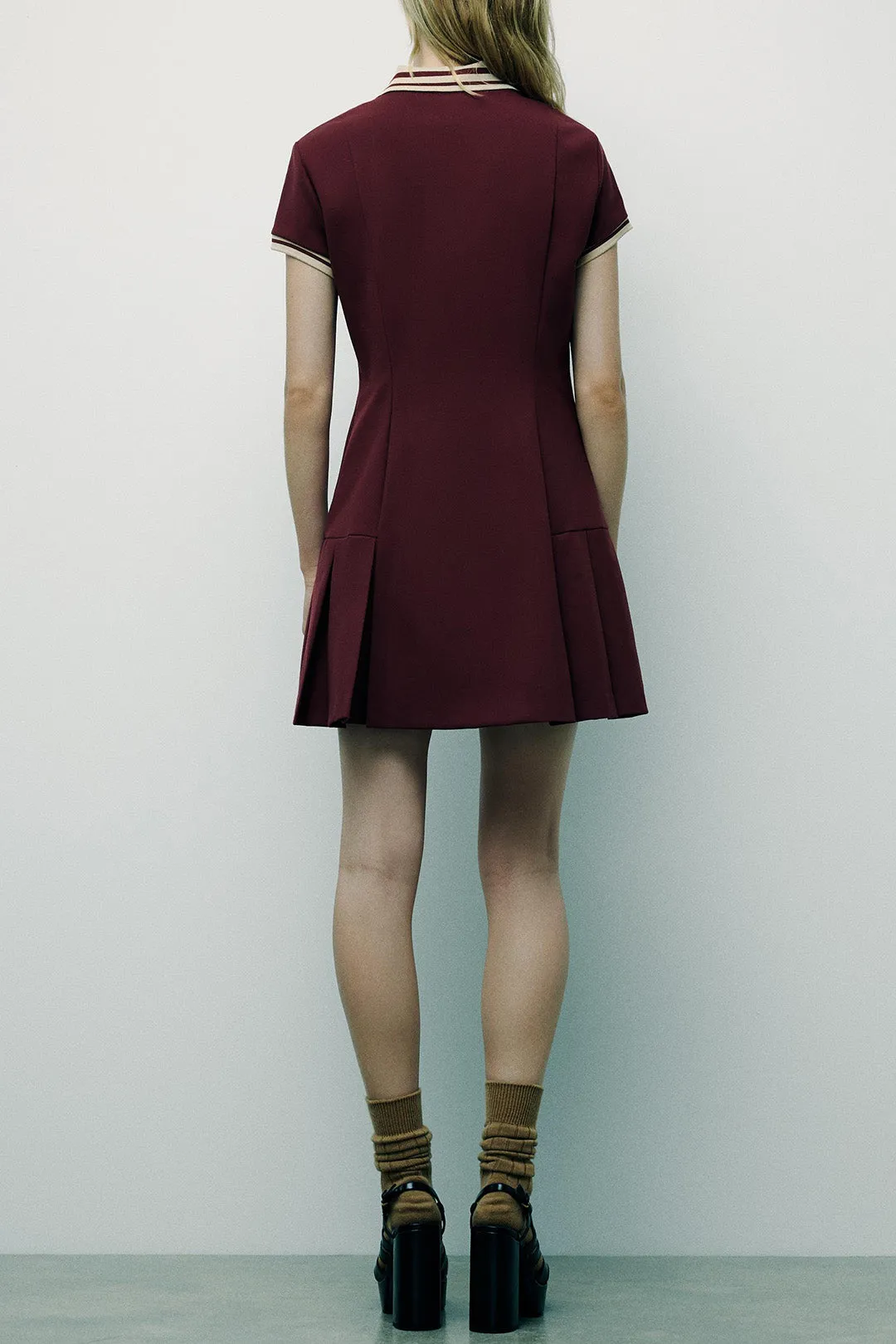 Color Block Collar Button Sweater Dress