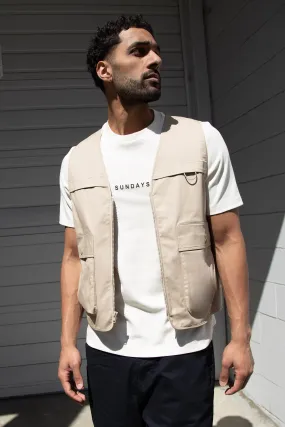 COTTON-TWILL CARGO UTILITY VEST