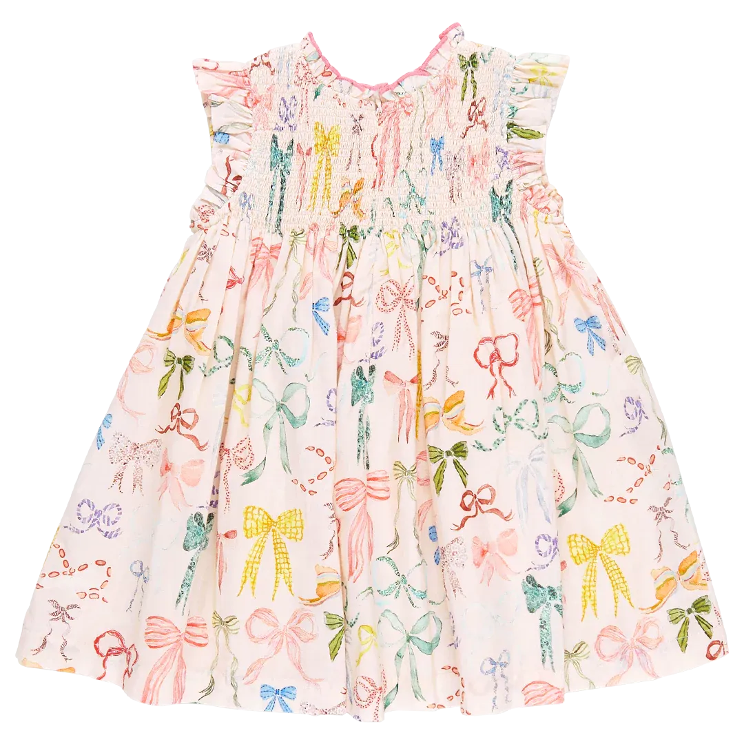 Girls Stevie Dress - Watercolor Bows