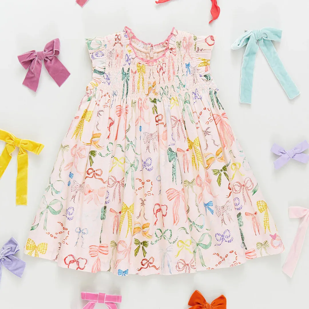 Girls Stevie Dress - Watercolor Bows