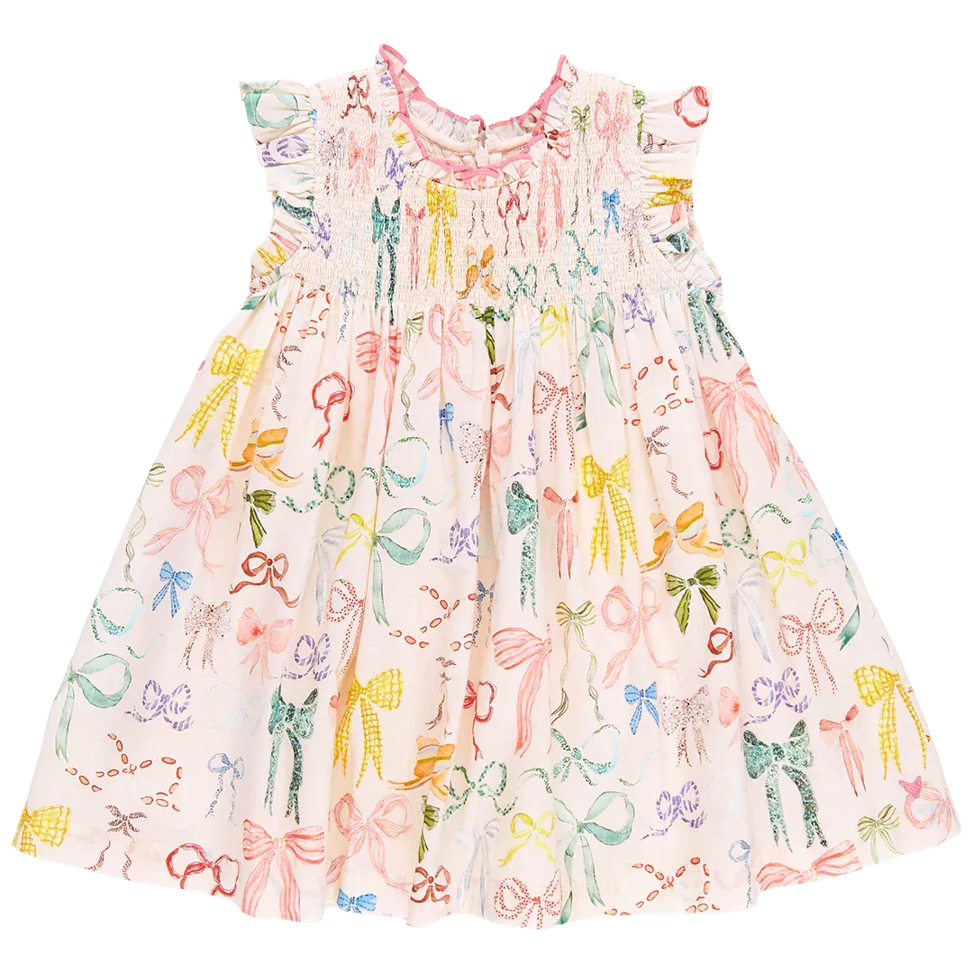 Girls Stevie Dress - Watercolor Bows