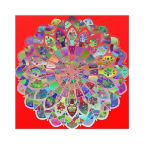 Hand-Drawn Red Mandala Poster - Square Matte Paper Art