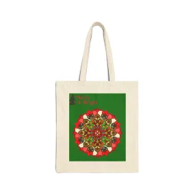 Handmade Mandala Christmas Tote Bag - Merry & Bright