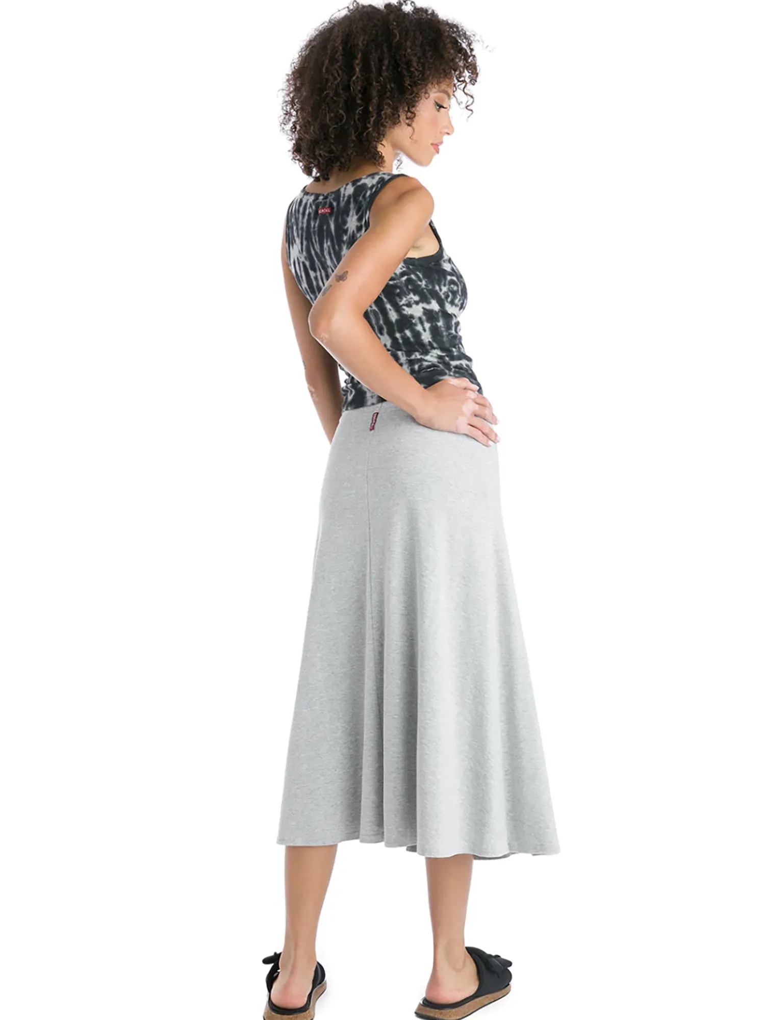 Hard Tail Flat Waist Midi Skirt B-154