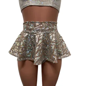 Holo Triangle Mesh Super Mini 10" High Waisted Skater Skirt