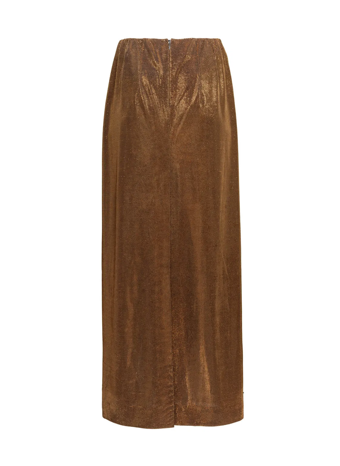 LAMÉ MAXI SKIRT "HEDA" IN ORANGE BROWN