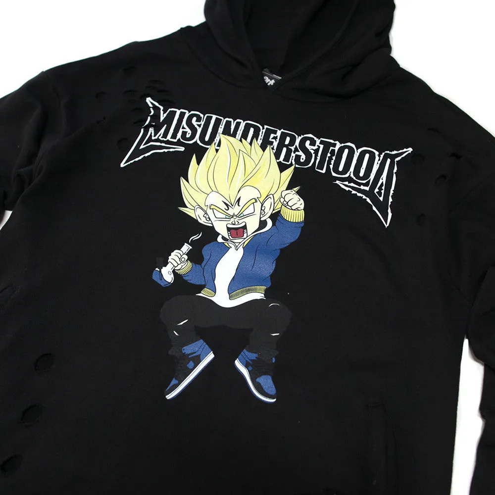 Misunderstood Vegeta Distressed Drop Curved Hoodie