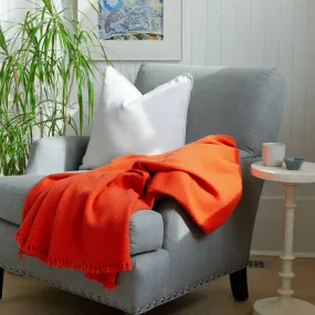 Nautical Orange Handwoven Cashmere Throw