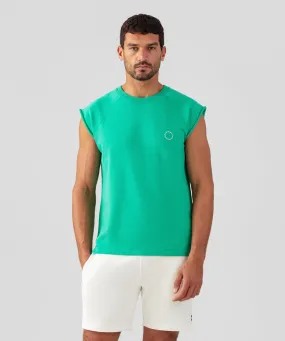 Organic Cotton Sleeveless Sweatshirt Eyelet: Grass Green