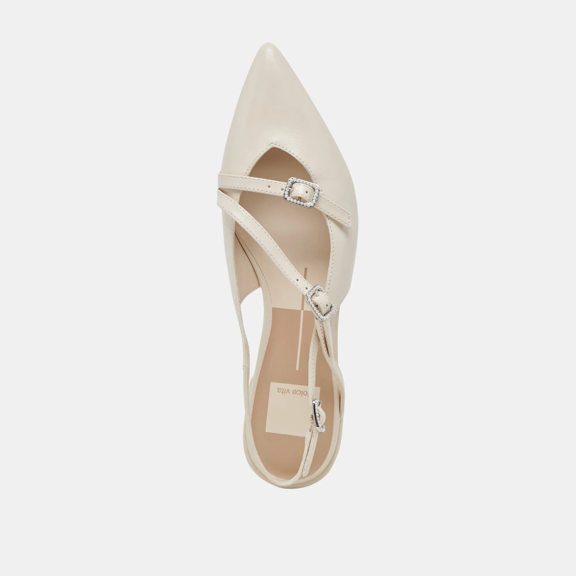 PAMLA PEARL FLATS IVORY CRINKLE PATENT