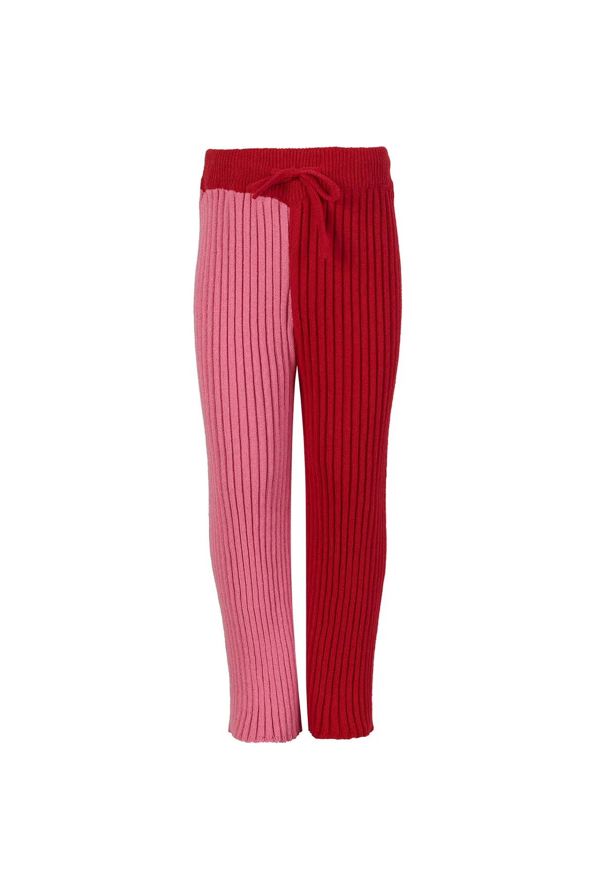 RED AND PINK COTTON KNIT TROUSERS