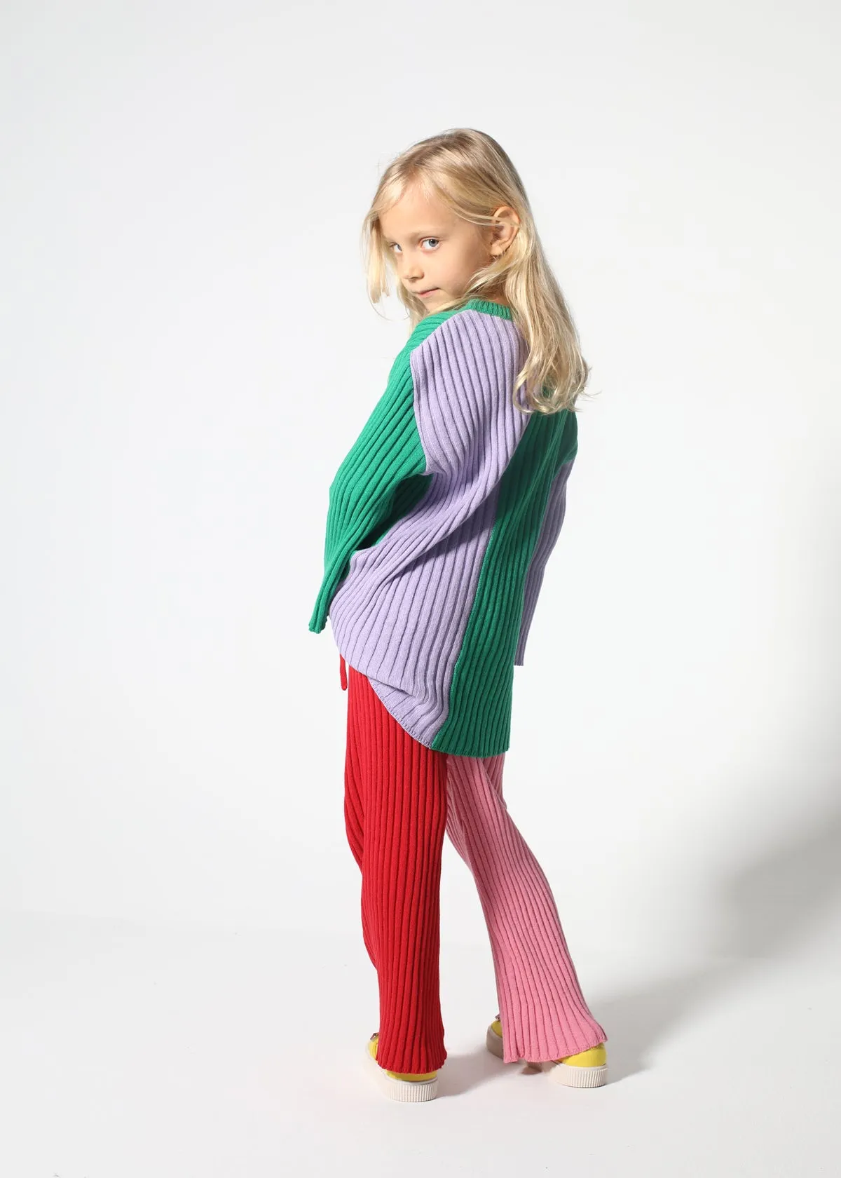 RED AND PINK COTTON KNIT TROUSERS