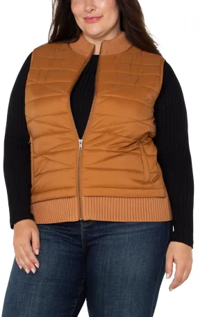 SLEEVELESS QUILTED FULL ZIP SWEATER VEST