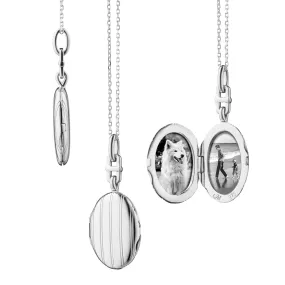 Slim Pinstripe "Eve" Sterling Silver Locket Necklace