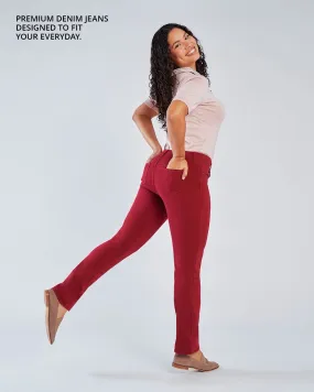 Straight-Leg | 4-Pocket Betabrand Yoga Denim (Oxblood)