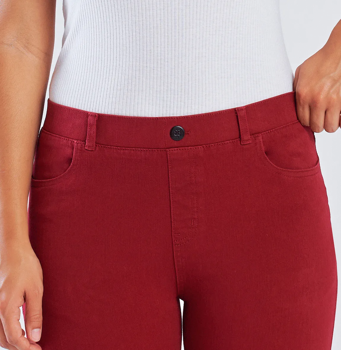 Straight-Leg | 4-Pocket Betabrand Yoga Denim (Oxblood)