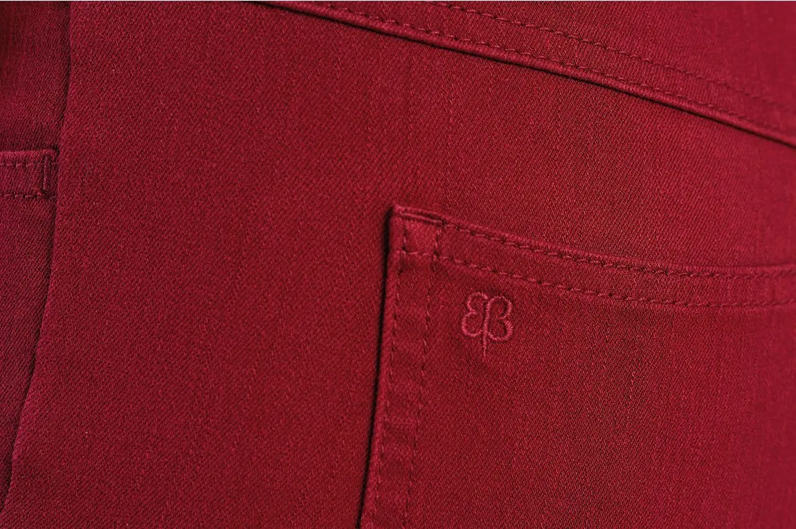 Straight-Leg | 4-Pocket Betabrand Yoga Denim (Oxblood)