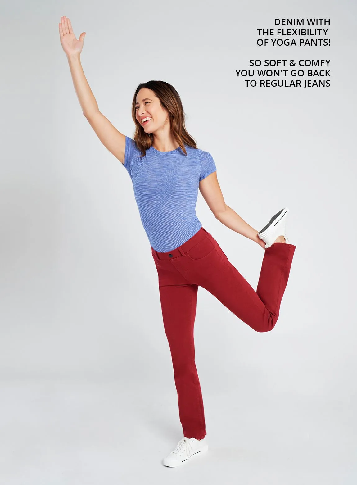 Straight-Leg | 4-Pocket Betabrand Yoga Denim (Oxblood)