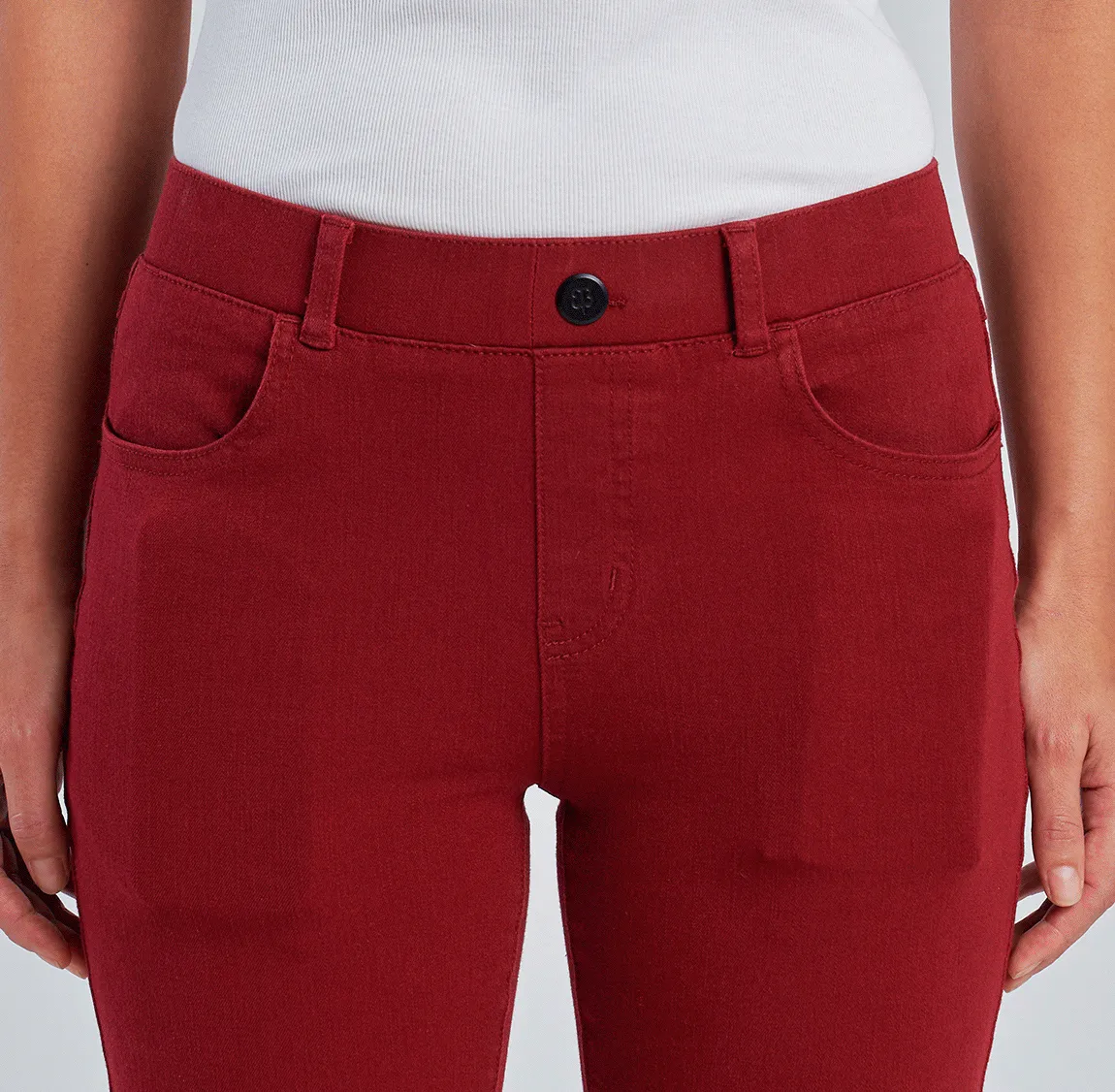 Straight-Leg | 4-Pocket Betabrand Yoga Denim (Oxblood)