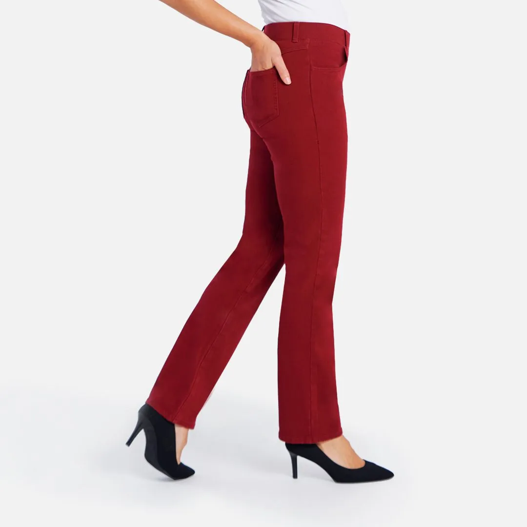 Straight-Leg | 4-Pocket Betabrand Yoga Denim (Oxblood)