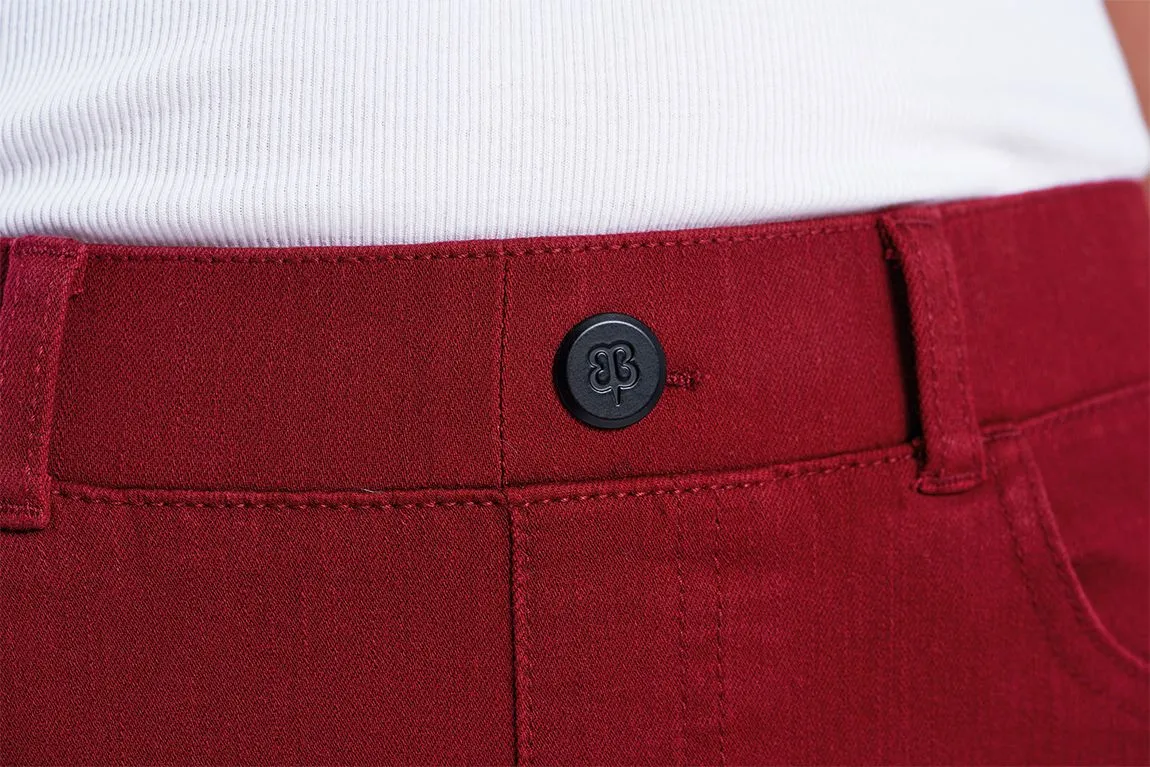 Straight-Leg | 4-Pocket Betabrand Yoga Denim (Oxblood)