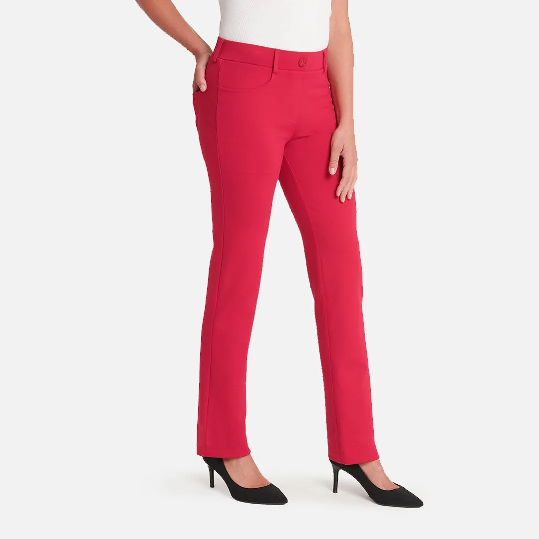 Straight-Leg | 7-Pocket Dress Pant Yoga Pants (Poinsettia)