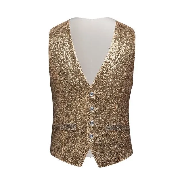 The Crystal Sequin Vest - Gold