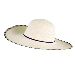 Women’s Straw Sun Hat with Two-Tone Scalloped Edge