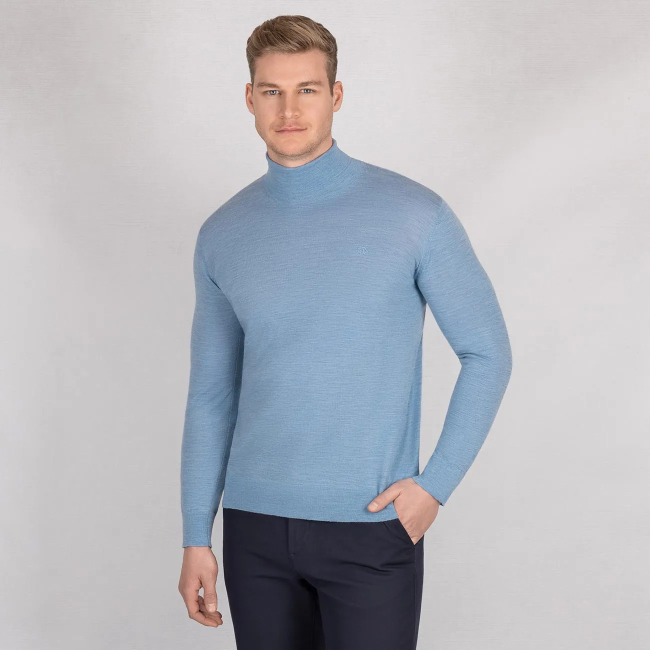 Wool Pullover Light Turtleneck Men